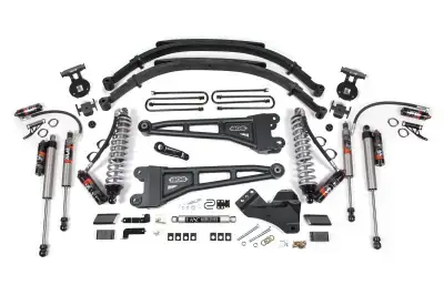 BDS 4 Inch Lift Kit w/Radius Arm FOX 2.5 Performance Elite Coil-Over Conversion w/Leaf Springs and Fox 2.5 Performance Elite Shocks for Ford F250/F350 Super Duty (17-19) 4WD Diesel (1970FPE)