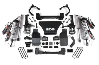 BDS 4 Inch Lift Kit FOX 2.5 Performance Elite Coil-Over for Chevy Silverado or GMC Sierra 1500 (2025) 4WD Gas (1851PES)