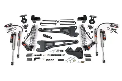 BDS 4 Inch Lift Kit w/Radius Arm FOX 2.5 Performance Elite Coil-Over Conversion w/5" Rear Block and Fox 2.5 Performance Elite Shocks for Ford F250/F350 Super Duty w/2 Leaf Main (17-19) 4WD Diesel (1967FPE)