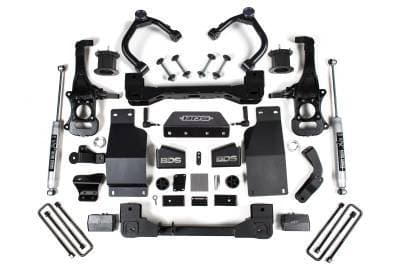 BDS 4 Inch Lift Kit w/Fox Shocks and Strut Spacer for Chevy Silverado or GMC Sierra 1500 (19-24) 4WD Diesel (1802FS)