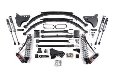 BDS 4 Inch Lift Kit w/ 4-Link FOX 2.5 Performance Elite Coil-Over Conversion w/Leaf Springs for Ford F250/F350 Super Duty (11-16) 4WD Diesel (593FPE)
