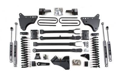 BDS 4 Inch Lift Kit w/ 4-Link, Fox Shocks and Rear Block Kit for Ford F250/F350 Super Duty (11-16) 4WD Diesel (590FS)