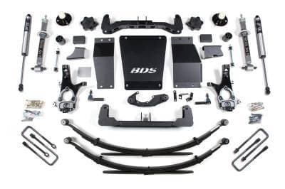 BDS 6 Inch Lift Kit w/Fox Shocks, Alum/Stamped Steel Control Arms for Chevy Silverado or GMC Sierra 1500 (14-18) 4WD (711FS)