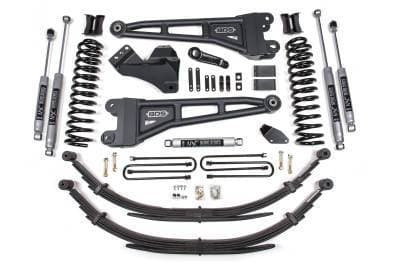 BDS 4 Inch Lift Kit w/Radius Arm, NX2 Shocks and Leaf Springs for Ford F250/F350 Super Duty (05-07) 4WD Diesel (1933H)