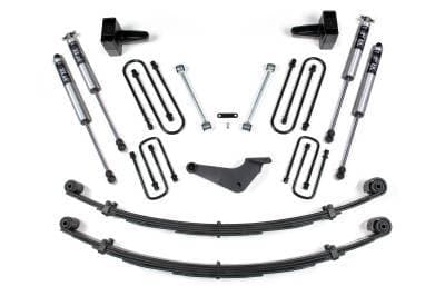 BDS 4 Inch Lift Kit w/Fox Shocks for Ford F250/F350 Super Duty w/Square U-Bolt Type Mfg Prior to 2-28-99 and w/Overloads (99-04) 4WD (310FS)