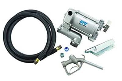 EZ-8 aluminum fuel transfer pump, 8 GPM, 12V DC, 0.75-inch manual nozzle, 10-foot hose, 15-foot power cord, adjustable suction pipe (137100-01)