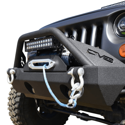 DV8 - Stubby Front Bumper w/Fog Lights 2007-2018 Wrangler JK (FBSHTB-15)